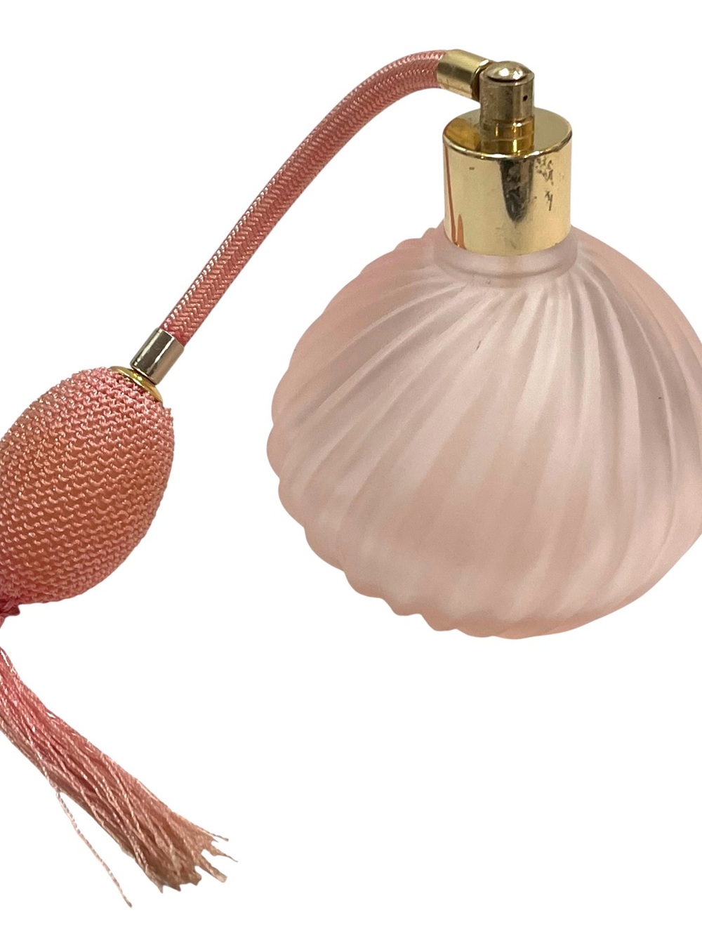 Vintage 1960s Frosted Pink Glass Perfume Atomizer - Empty Bottle - Vanity